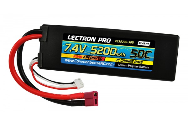 COMMON SENSE LECTRON PRO 50C LIPO BATTERY WITH DEANS-TYPE CONNECTOR (2S5200-50D)