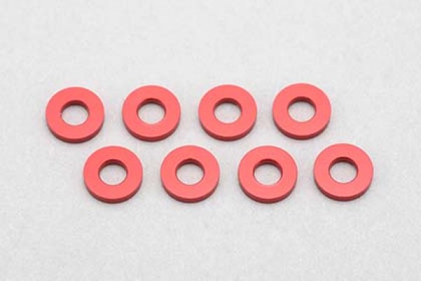 YOKOMO 2.5 mm × 5 mm × 1.0 Aluminum Shim (8pcs / Red) (ZC-A2510R)