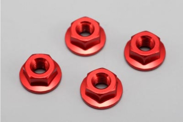 YOKOMO Aluminum Flanged Nut (Red-4pcs) (ZC-N4FRA)